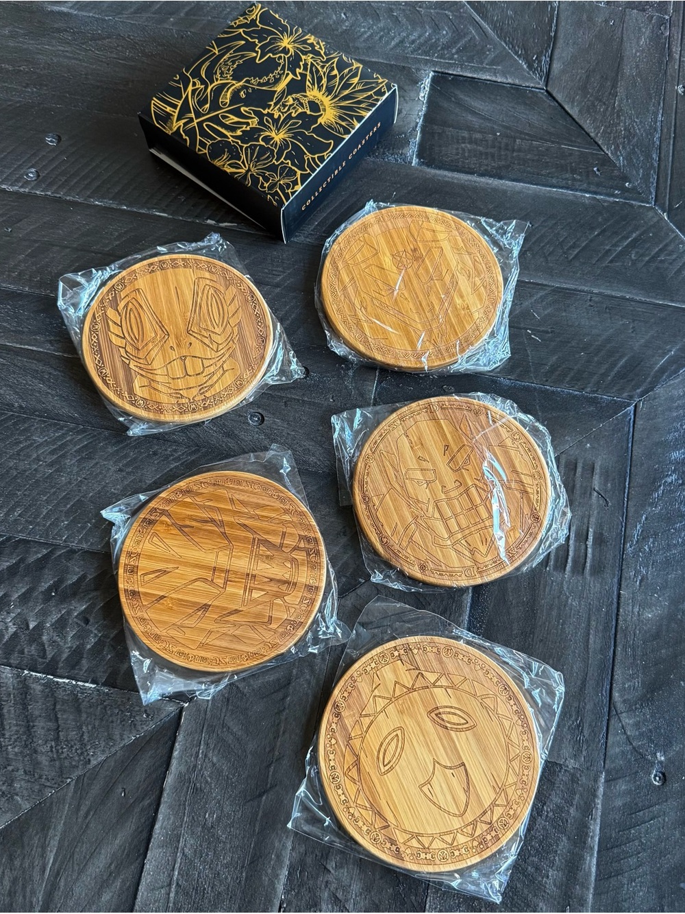 Rare - Blizzard Tiki Collectible Bamboo Coasters 2021 Employee Gift - New